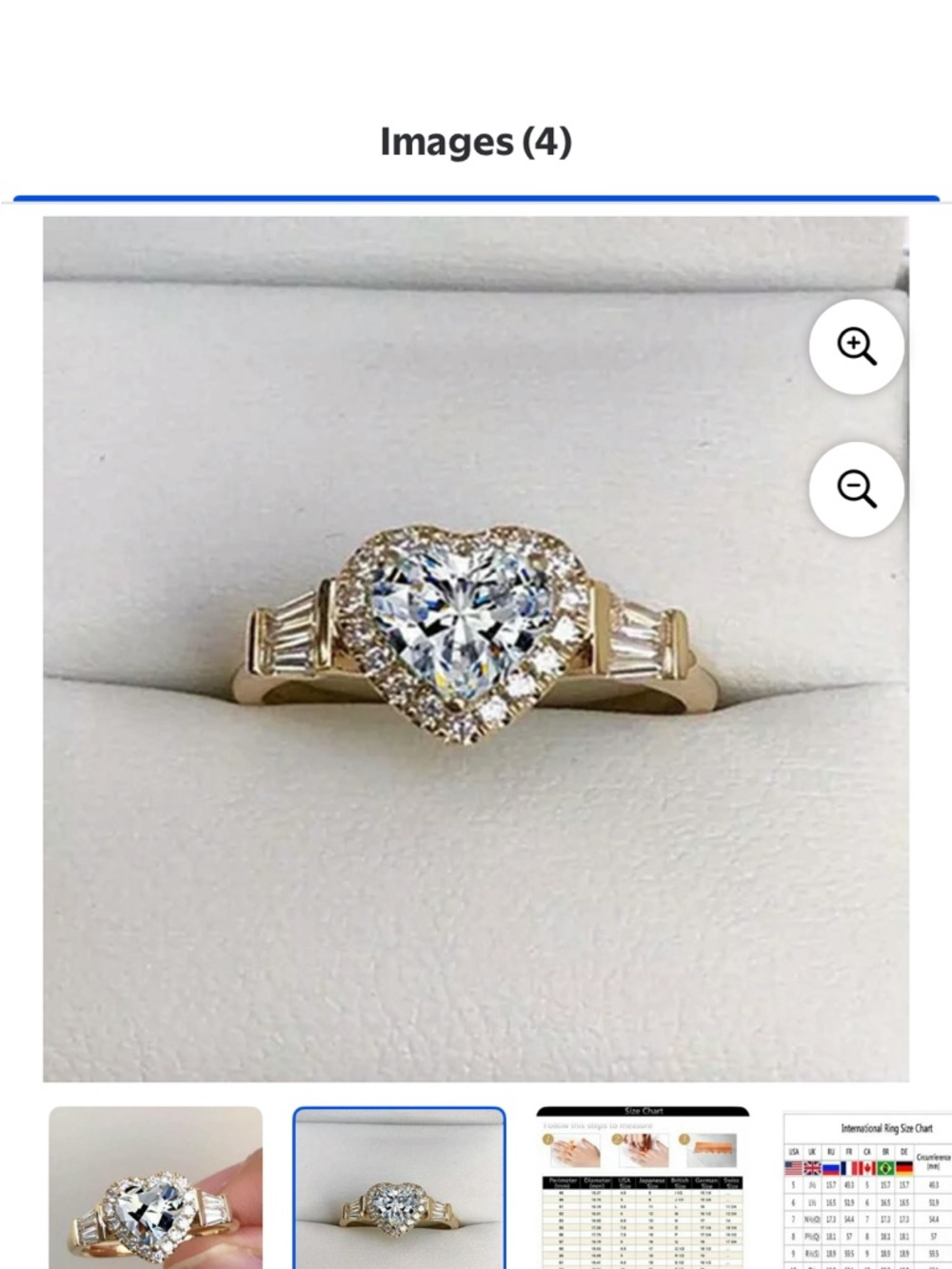 Gold Plated Heart Halo Engagement Ring with Clear Center Stone